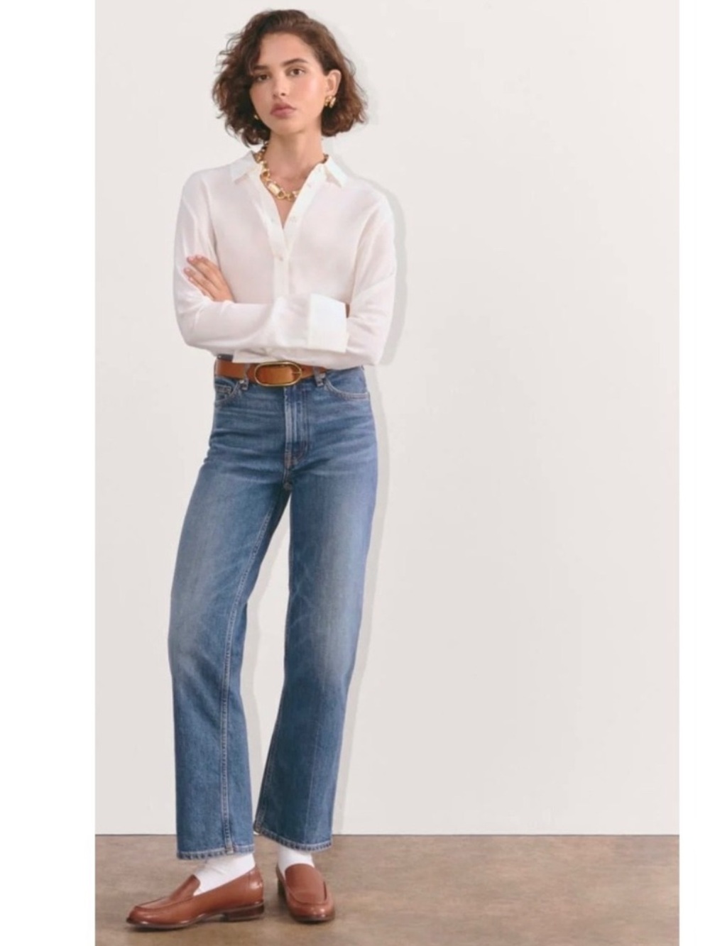 Everlane Women's The 90s Cheeky Straight Jean – Mid Indigo Wash
